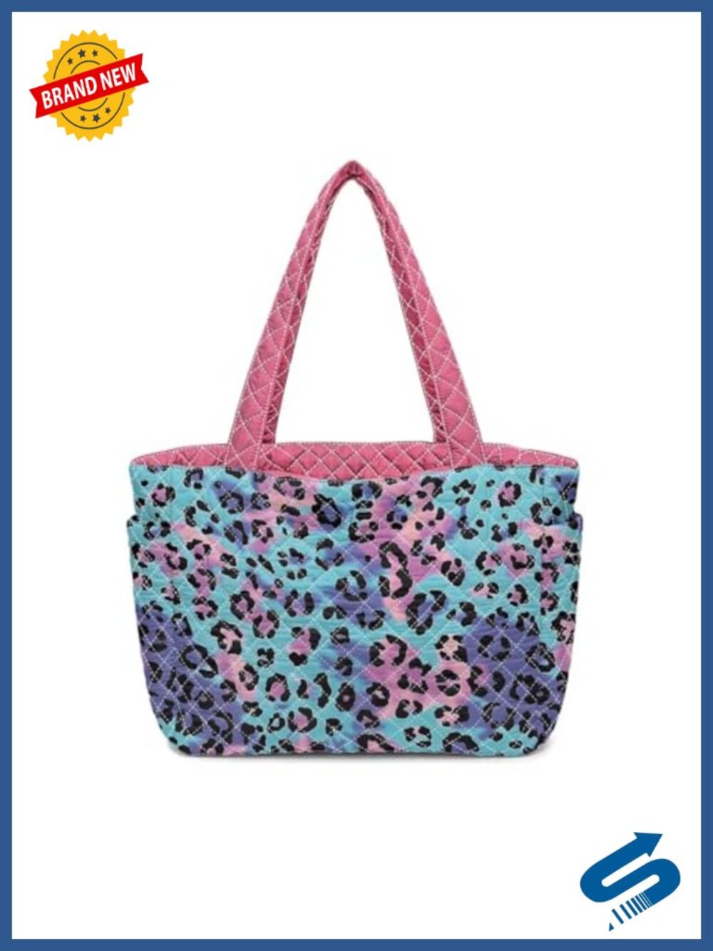 Reversible Quilted Tote Bag Lightweight Large Polyester Shoulder Handbag